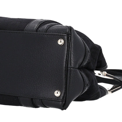 Canvas Horsebit Print Shoulder Bag Black