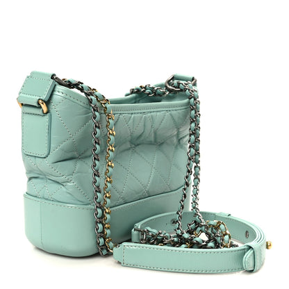 Aged Calfskin Quilted Small Gabrielle Hobo Green