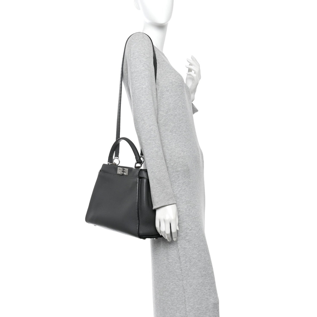 Cuoio Romano Selleria Bi-Color Medium Peekaboo Iconic Satchel Asphalt Milk