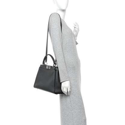 Cuoio Romano Selleria Bi-Color Medium Peekaboo Iconic Satchel Asphalt Milk