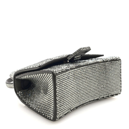 Strass Suede Hourglass Top Handle Bag XS Smoke Grey Crystal