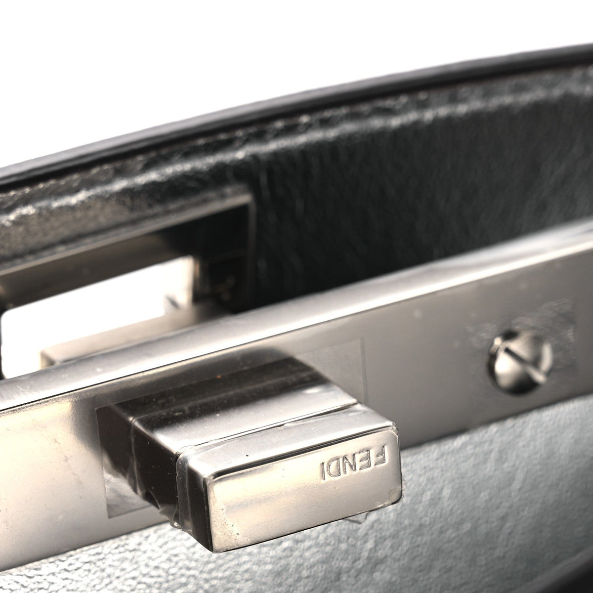 Crystal Vitello Laminato FF Petite Peekaboo I SEE U Satchel Crystal Argento