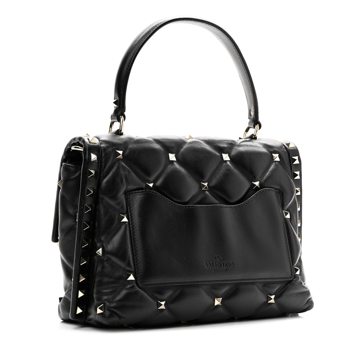 Lambskin VLTN Print Candystud Top Handle Bag Black