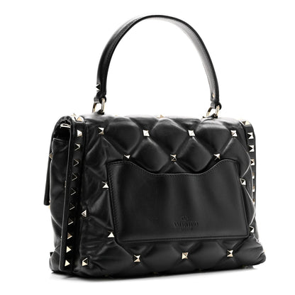 Lambskin VLTN Print Candystud Top Handle Bag Black