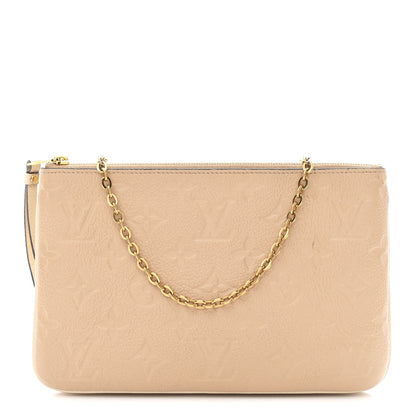Empreinte Double Zip Pochette Beige Rose Creme