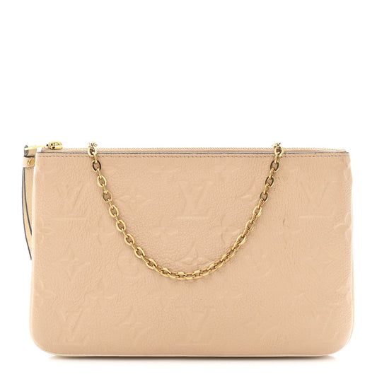 Empreinte Double Zip Pochette Beige Rose Creme