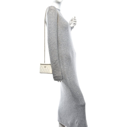 Caviar Quilted Small Vanity Case With Chain White