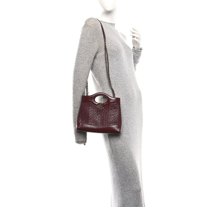 Shiny Lambskin Patent Calfskin Quilted Mini 31 Shopping Bag Dark Burgundy