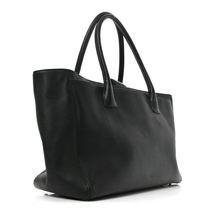 Calfskin Cerf Executive Shopper Tote Black