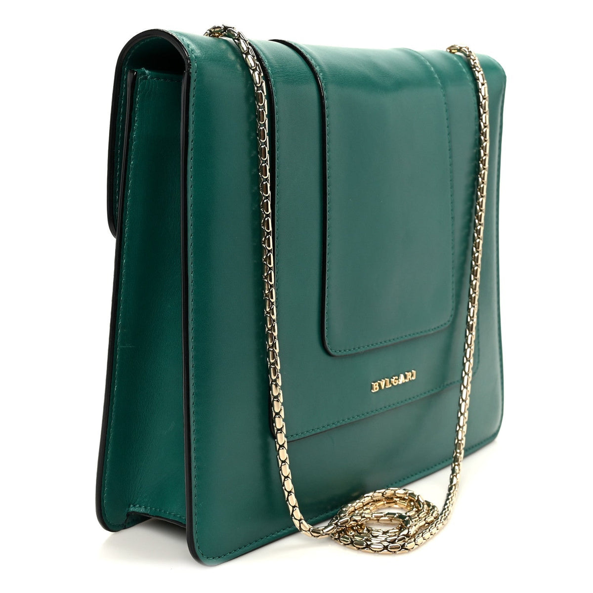 Calfskin Serpenti Forever Snake Strap Crossbody Bag Emerald Green