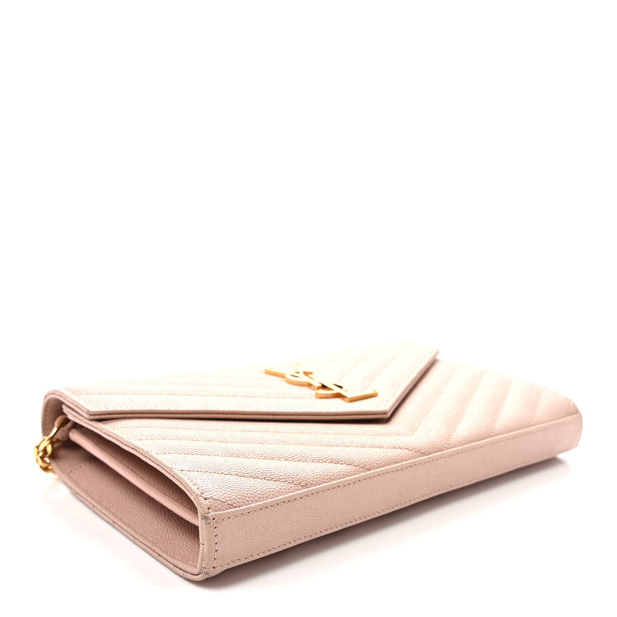 Grain De Poudre Matelasse Chevron Monogram Chain Wallet Pale Pink