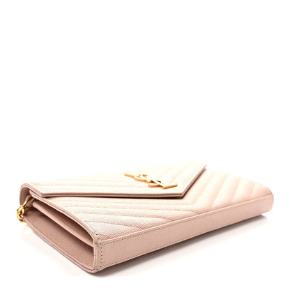 Grain De Poudre Matelasse Chevron Monogram Chain Wallet Pale Pink