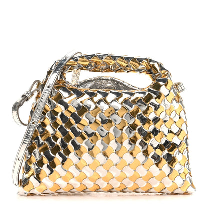 Metallic Lambskin Intrecciato Mini Hop Silver Gold