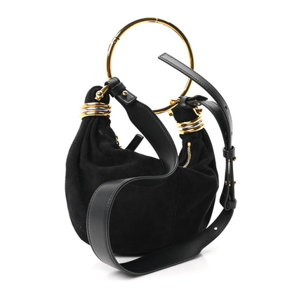 Suede Mini Bracelet Hobo Bag Black