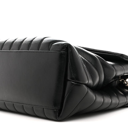 Calfskin Y Quilted Monogram Medium Loulou Chain Satchel Black