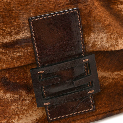 Calf Hair Zebra Print Baguette Brown