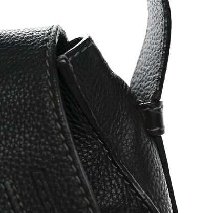 Calfskin Medium Marcie Round Crossbody Bag Black