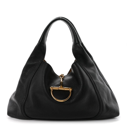 Grained Calfskin Softbit Maxi Shoulder Bag Black