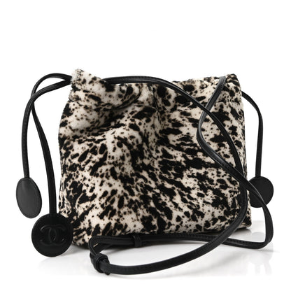 Pony Hair Printed Chic Lady Shoulder Bag  White Black