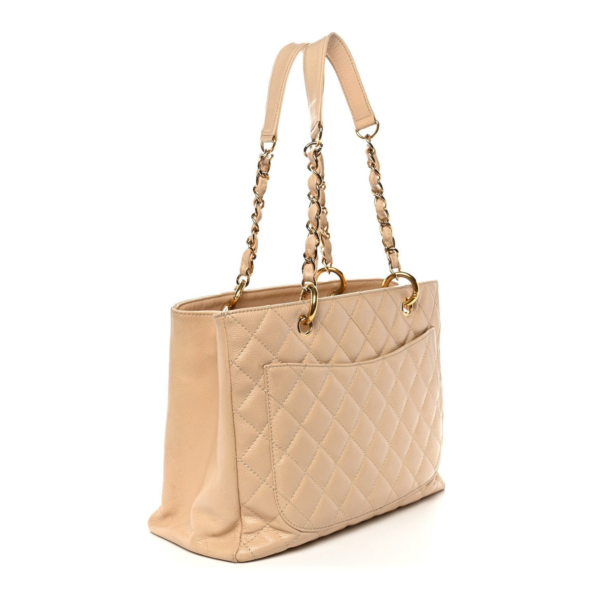 Caviar Quilted Grand Shopping Tote GST Beige