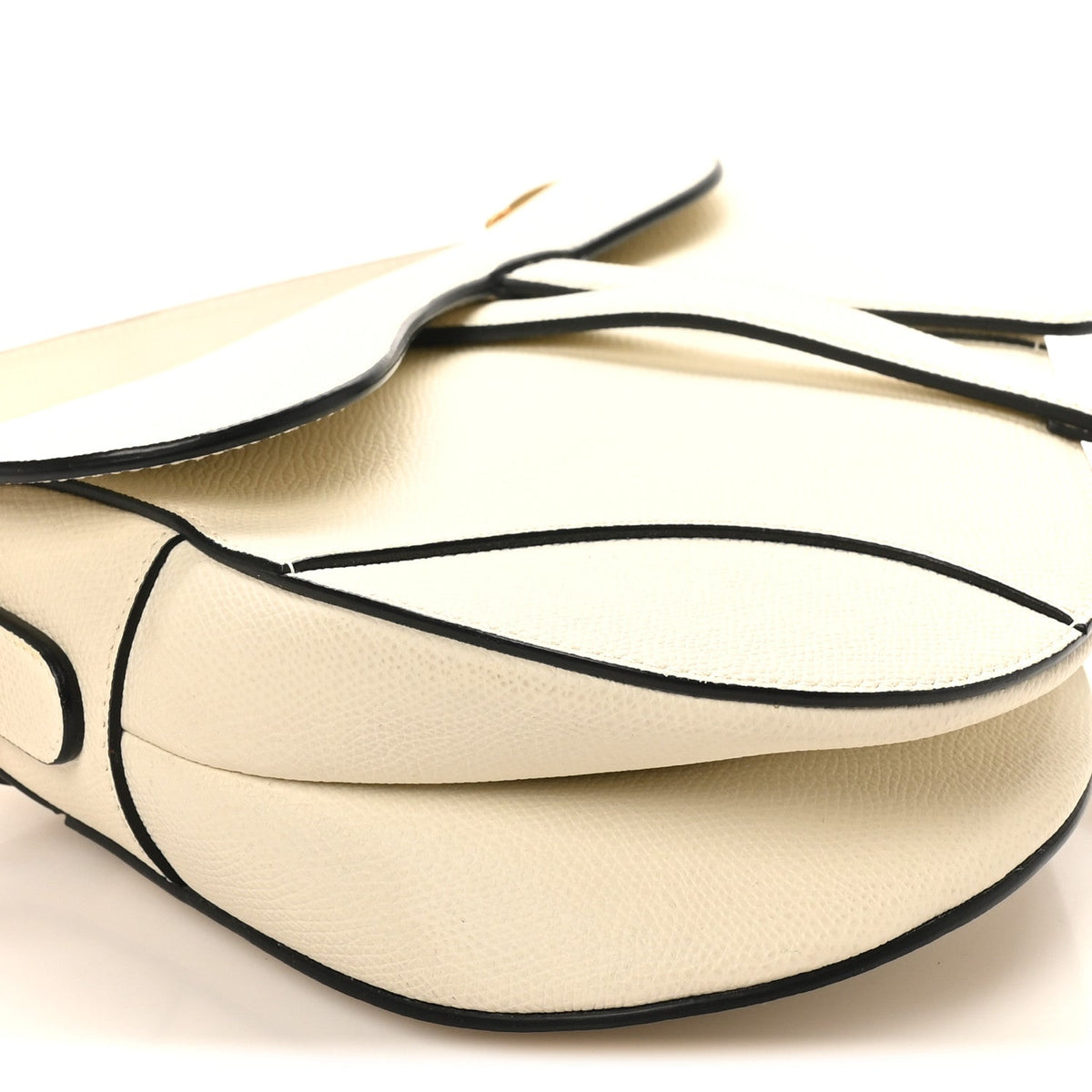Grained Calfskin Saddle Bag White