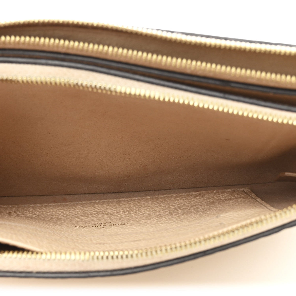 Empreinte Double Zip Pochette Beige Rose Creme