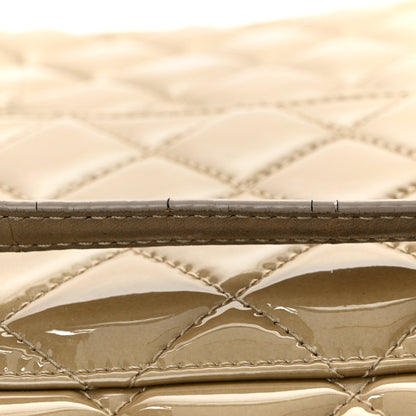 Patent Quilted Accordion Shopping Tote Beige