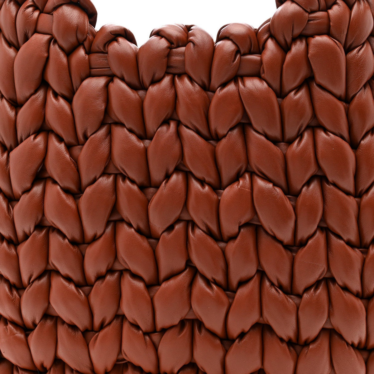 Lambskin Woven Wooden C Shoulder Bag Sepia Brown