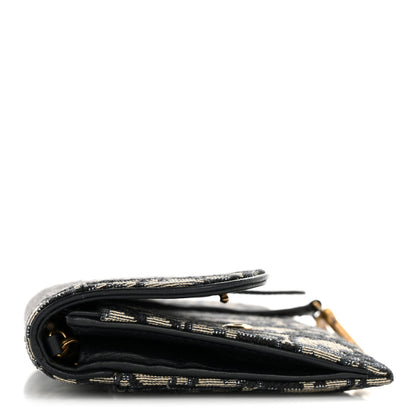 Oblique Saddle Chain Long Wallet Blue