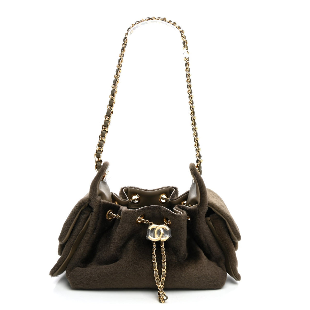 Pony Hair Mini Chanel 25 Handbag Dark Khaki