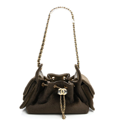 Pony Hair Mini Chanel 25 Handbag Dark Khaki