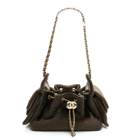 Pony Hair Mini Chanel 25 Handbag Dark Khaki