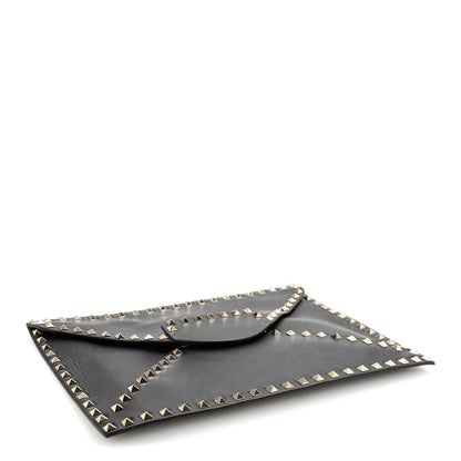 Vitello Untitled Rockstud Envelope Clutch Black