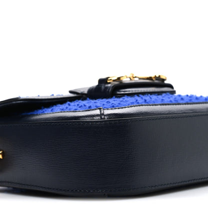 Casy Wool Azalea Calfskin Mini Horsebit 1955 Shoulder Bag Blue China