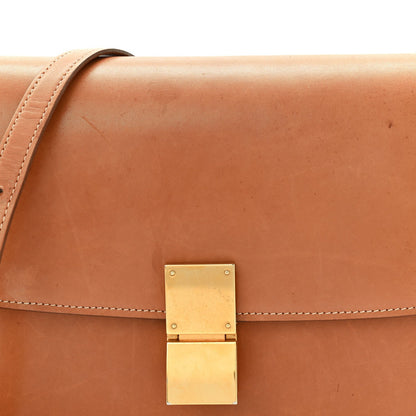 Natural Calfskin Medium Classic Box Flap Bag Tan