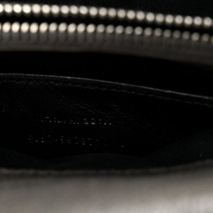 Sheepskin Matelasse Chevron Monogram Medium College Bag Asphalt