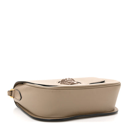 Grained Calfskin La Medusa Flap Shoulder Bag Taupe