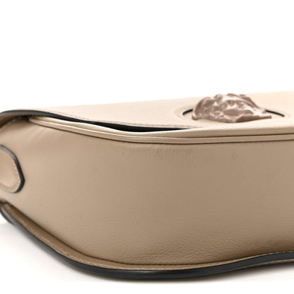 Grained Calfskin La Medusa Flap Shoulder Bag Taupe
