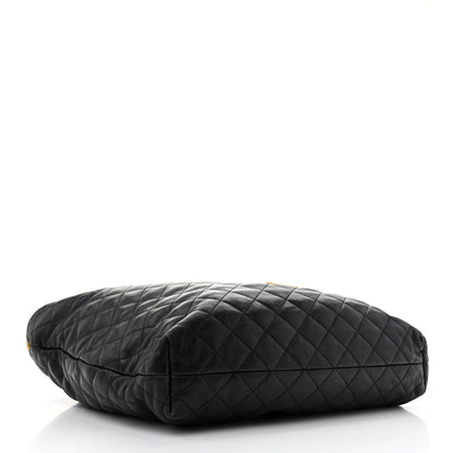 Lambskin Quilted Maxi Icare Shopping Tote Black