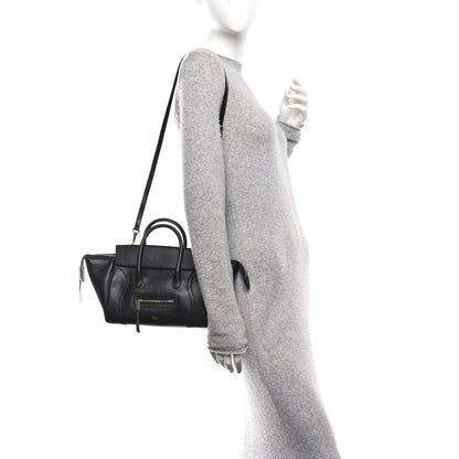 Supple Shiny Lambskin Little New Luggage Black