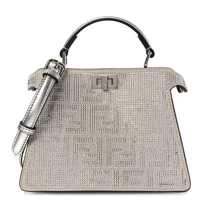 Crystal Vitello Laminato FF Petite Peekaboo I SEE U Satchel Crystal Argento