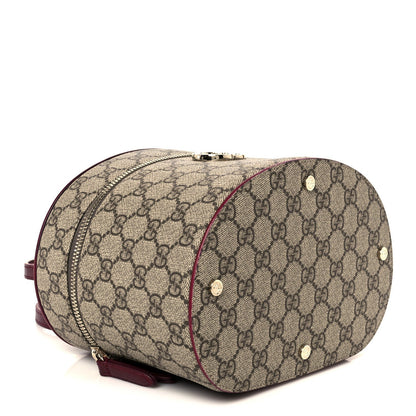 GG Supreme Monogram Ancora Calfskin Vanity Cosmetic Case Beige Ebony Rosso