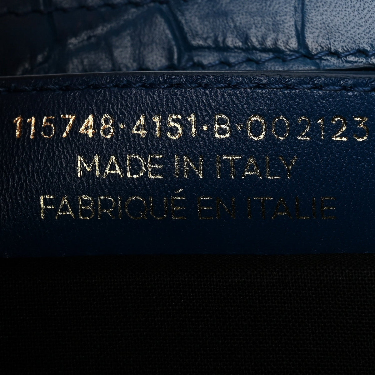 Calfskin Crocodile Embossed Classic Silver Hardware City Bleu Marine