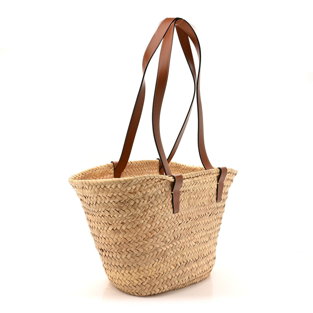 Raffia Calfskin Triomphe Medium Panier Tan