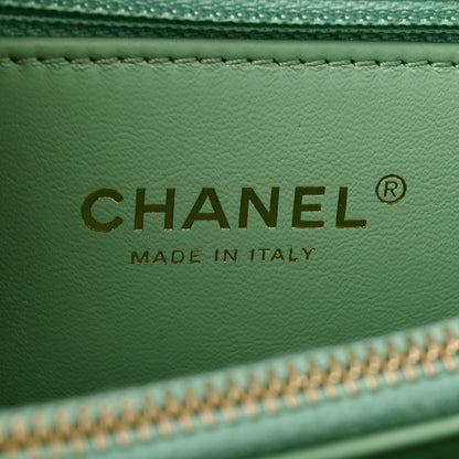 Caviar Quilted Small Coco Chain Handle Flap Light Green