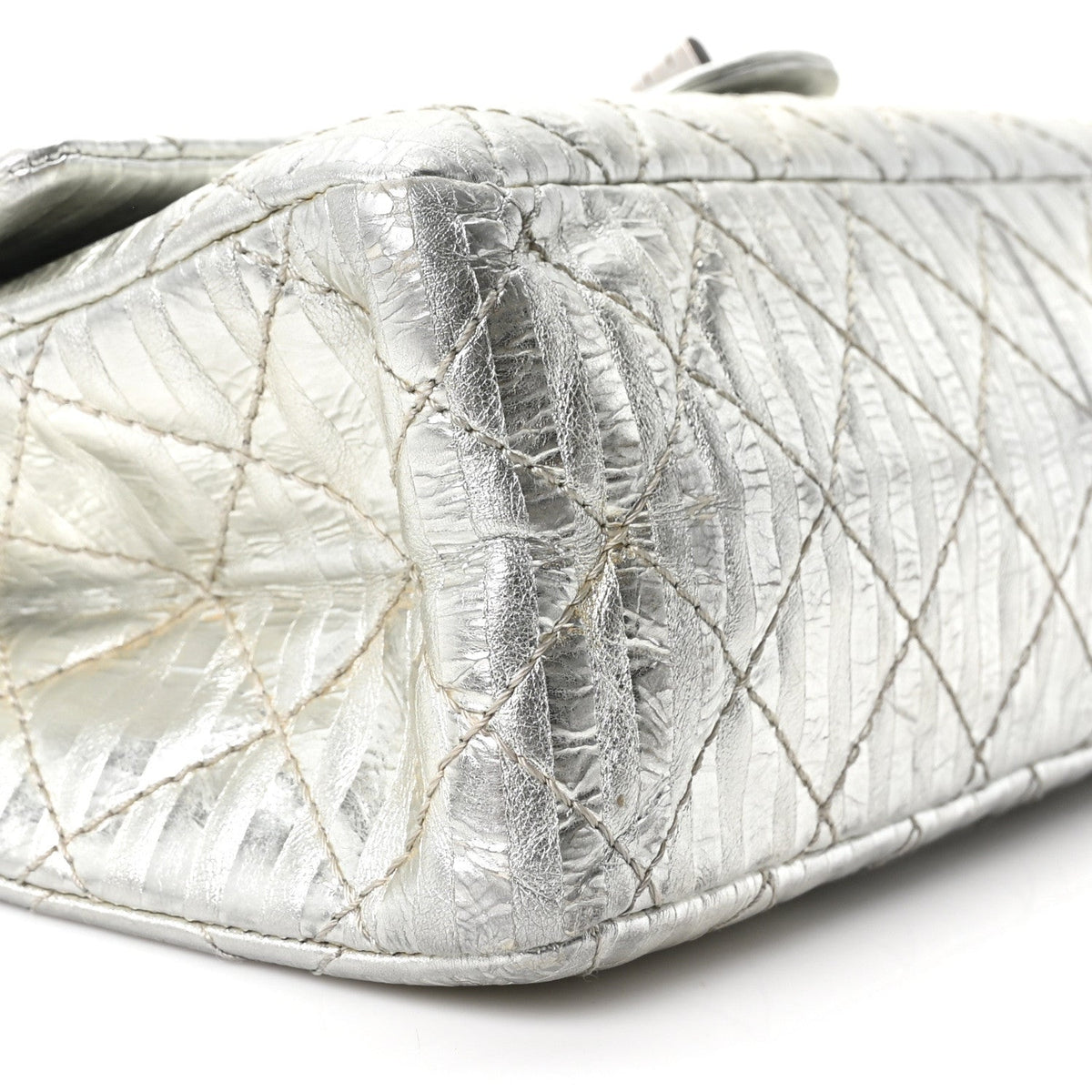 Metallic Striped Calfskin 2.55 Reissue 226 Flap Silver Silver