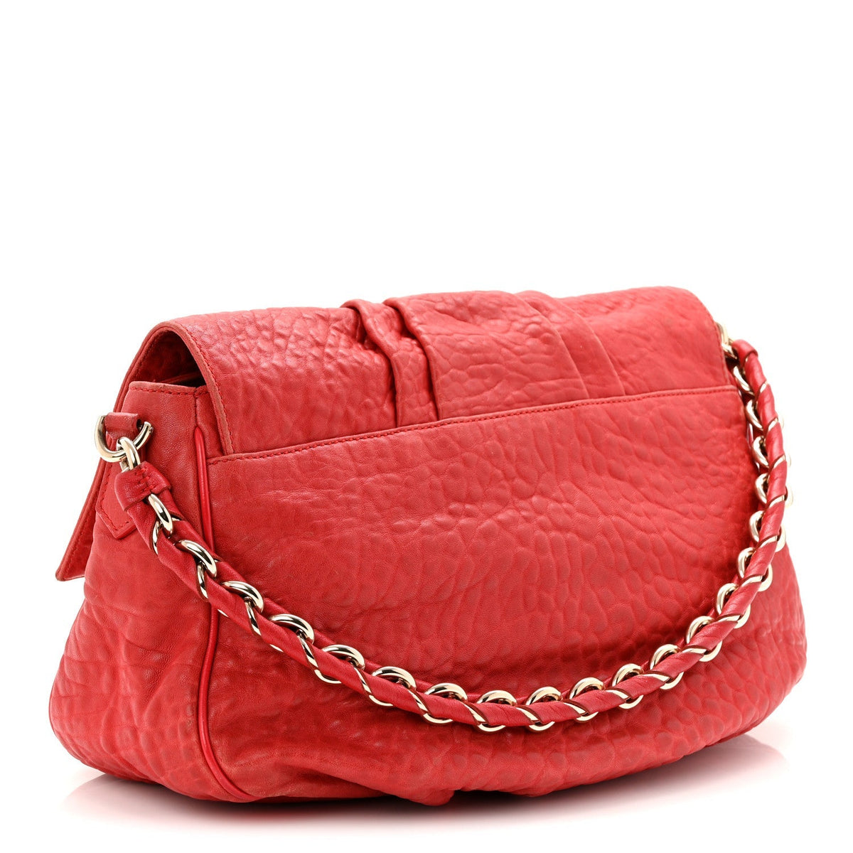 Crinkled Lambskin Mia Shoulder Flap Red