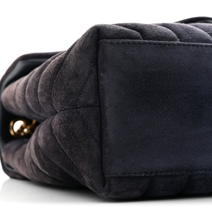 Suede Calfskin Y Quilted Monogram Small Loulou Chain Satchel Deep Marine