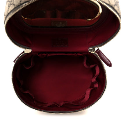 GG Supreme Monogram Ancora Calfskin Vanity Cosmetic Case Beige Ebony Rosso