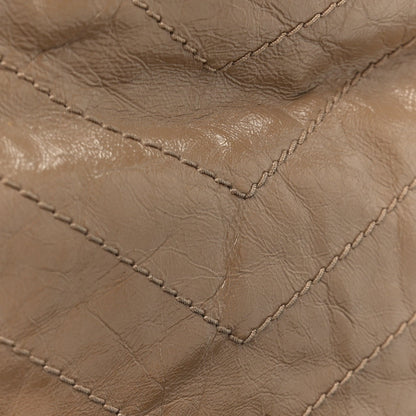 Crinkled Calfskin Matelasse Monogram Medium Niki Chain Satchel Light Taupe
